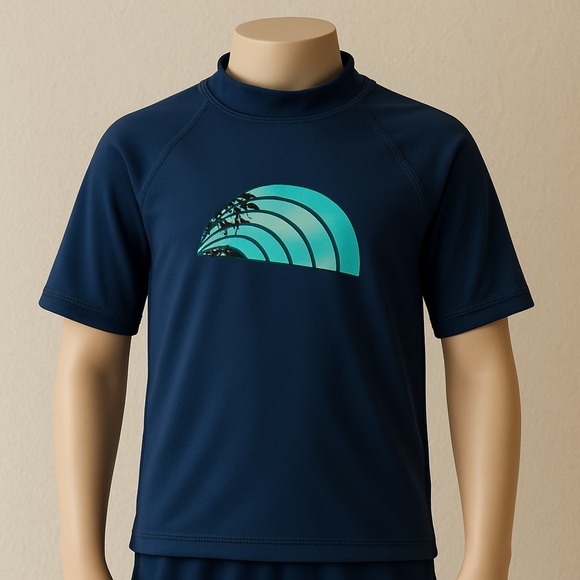 NWT Kanu Surf Boys Rashguard Swim Shirt 12 Navy UPF 50+ - Picture 1 of 9